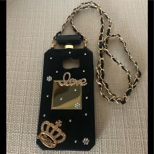 Juicy  Love Perfume Bottle Diamond Case With  Lanyard Chain Phone Cover.